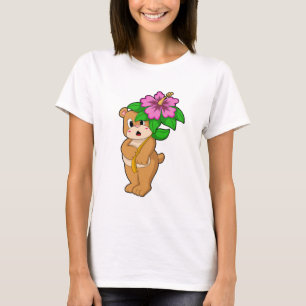 Bear with Flower Hibiscus T-Shirt