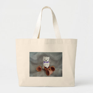 Bear with flowerpots large tote bag