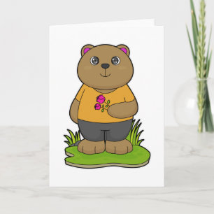 Bear with Flowers Card