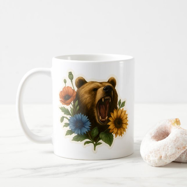 Bear with Flowers Coffee Mug (With Donut)