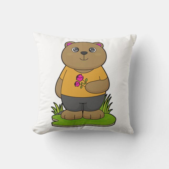Bear with Flowers Cushion (Front)