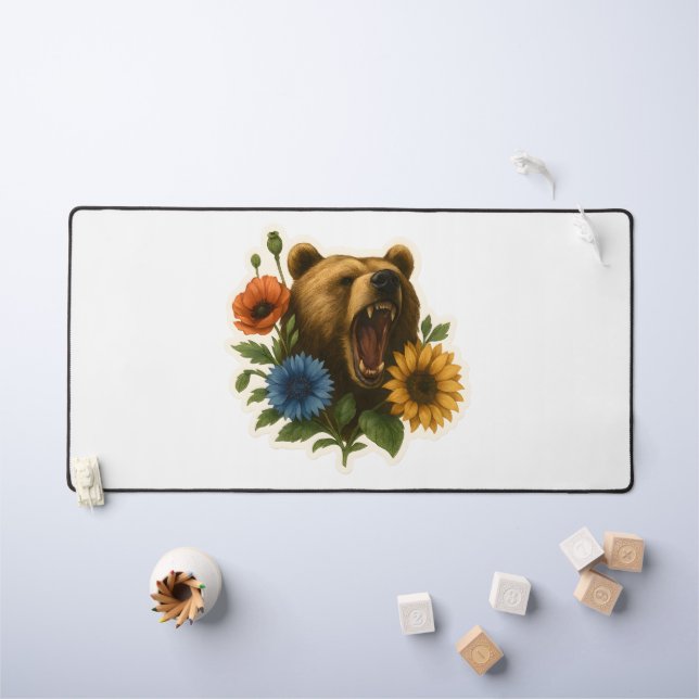 Bear with Flowers Desk Mat (Kids Table)