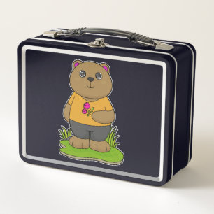 Bear with Flowers Metal Lunch Box