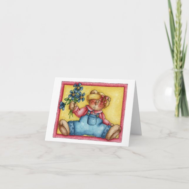 Bear with Flowers - Note Card (Front)