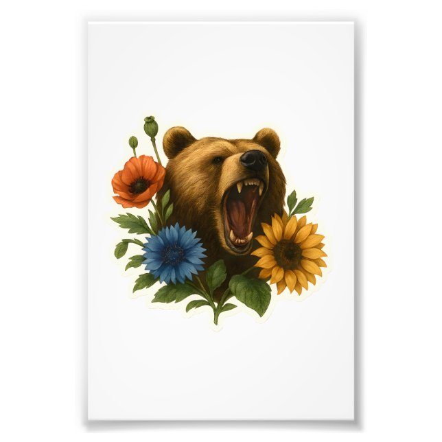 Bear with Flowers Photo Print (Front)