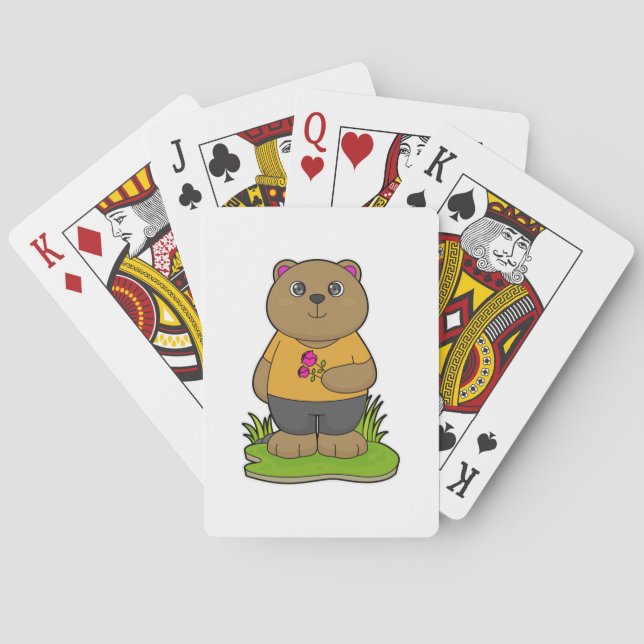 Bear with Flowers Playing Cards (Back)