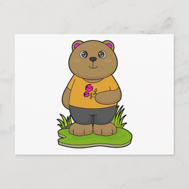 Bear with Flowers Postcard (Front)
