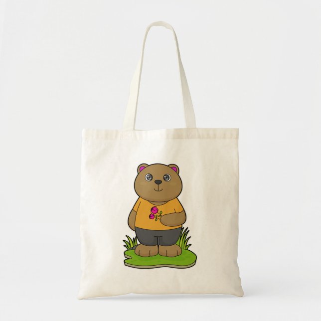 Bear with Flowers Tote Bag (Front)