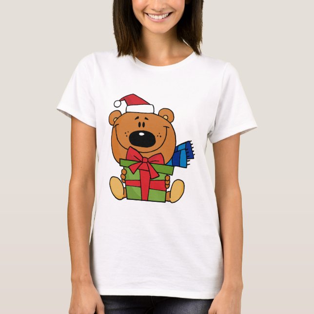Bear With Gift Holiday Tshirts and Gifts (Front)