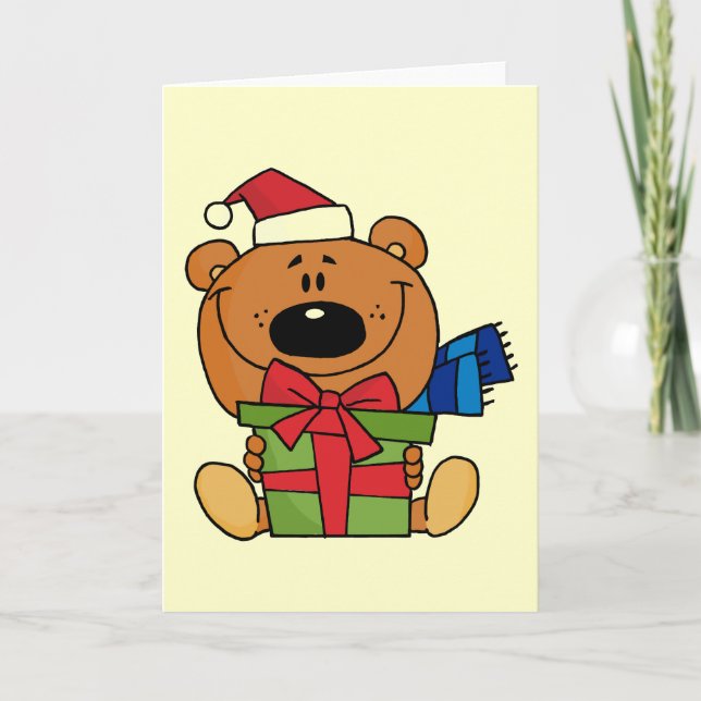 Bear With Gift Holiday Tshirts and Gifts (Front)
