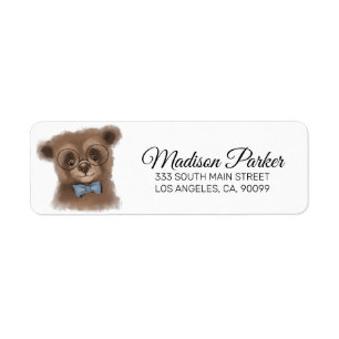 Bear With Glasses & Bow Label