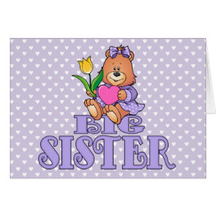 Bear with Heart Big Sister Blank Card