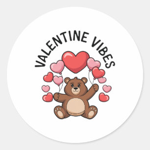 Bear With Heart For Valentine's Day Valentine Vibe Classic Round Sticker