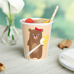 Bear With Honey Paper Cups