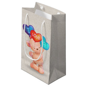 Bear with I Love You Balloons  Small Gift Bag