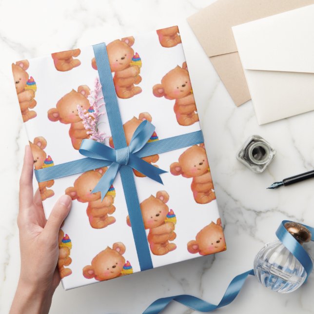 Bear with Ice Cream Cone Wrapping Paper (Gifting)