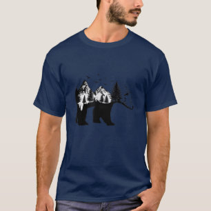 Bear with Mountains and Forests - Wildlife - Natur T-Shirt