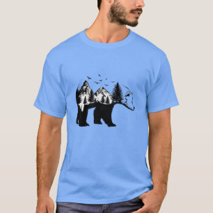 Bear with Mountains and Forests - Wildlife - Natur T-Shirt