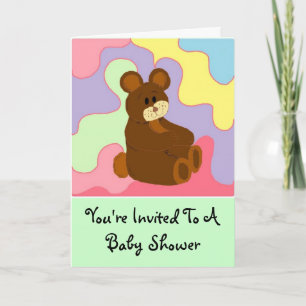 Bear With Multi Colours Invitation