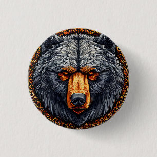 Bear with Ornate Floral Decor 3 Cm Round Badge