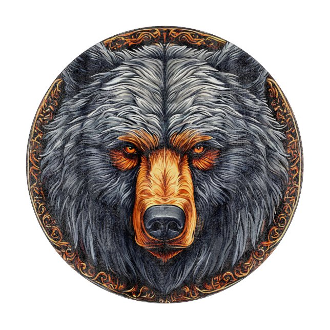 Bear with Ornate Floral Decor Cutting Board (Front)