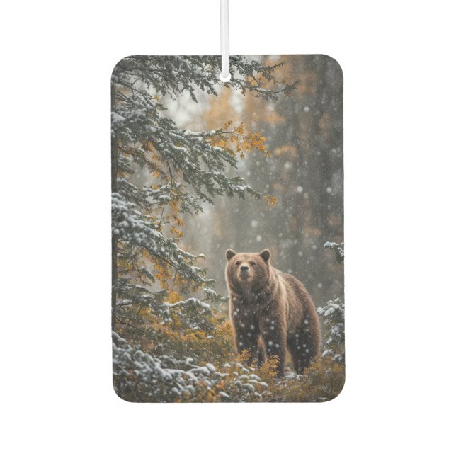 Bear with Pine Trees Car Air Freshener (Front)