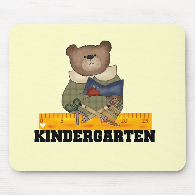 Bear with Ruler Kindergarten Tshirts and Gifts Mouse Mat (Front)