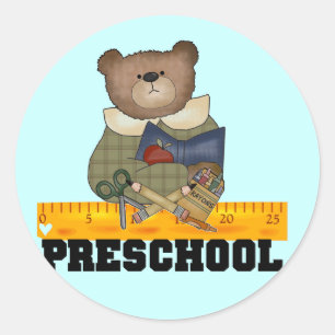 Bear with Ruler Preschool Tshirts and Gifts Classic Round Sticker