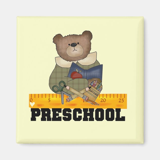 Bear with Ruler Preschool Tshirts and Gifts Magnet (Front)