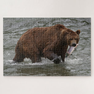 Bear with Salmon in Katmai National Park Alaska Jigsaw Puzzle