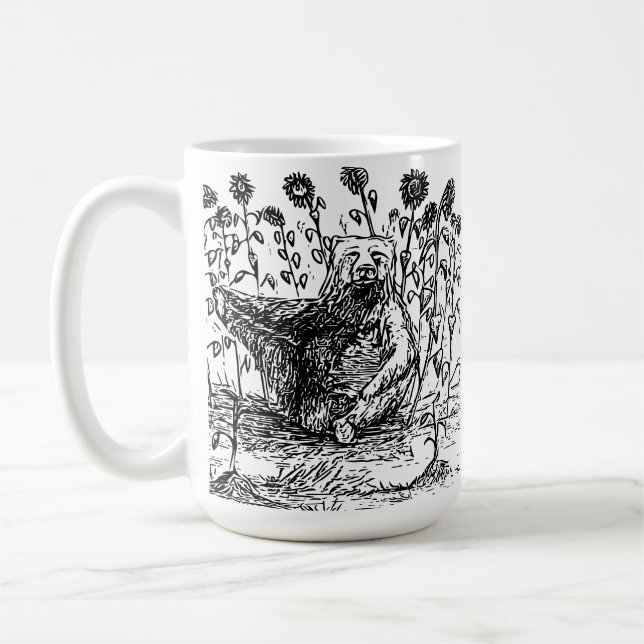Bear with Sunflowers Coffee Mug (Left)