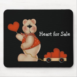 Bear with Wagon of Hearts - Heart for Sale Mouse Mat