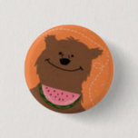 Bear with watermelon 3 cm round badge<br><div class="desc">Vintage style badge with a bear and Watermelon</div>