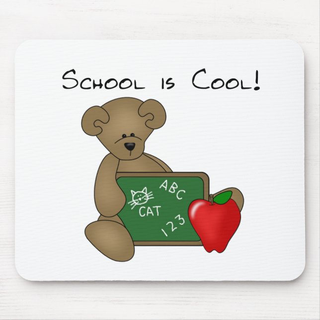 Bear with Writing Board School is Cool Mouse Mat (Front)
