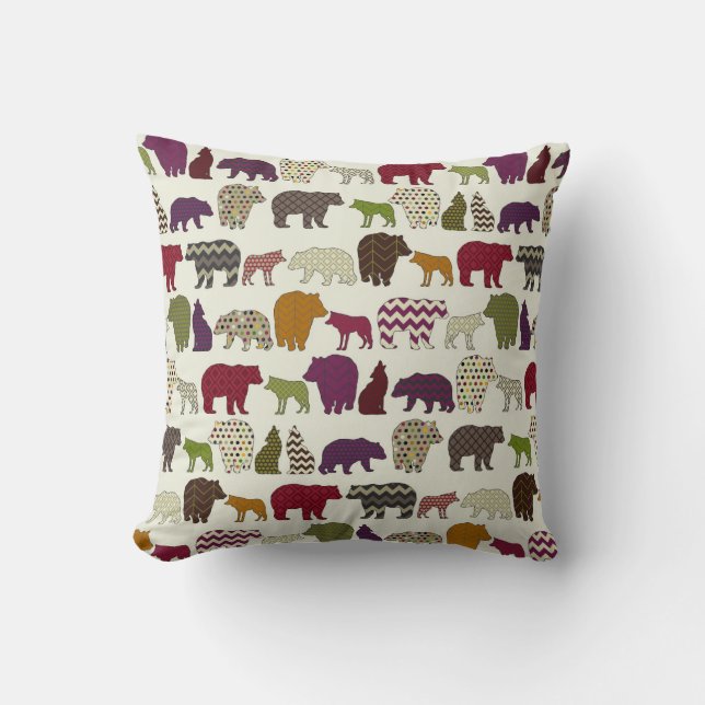 bear wolf geo party cushion (Front)