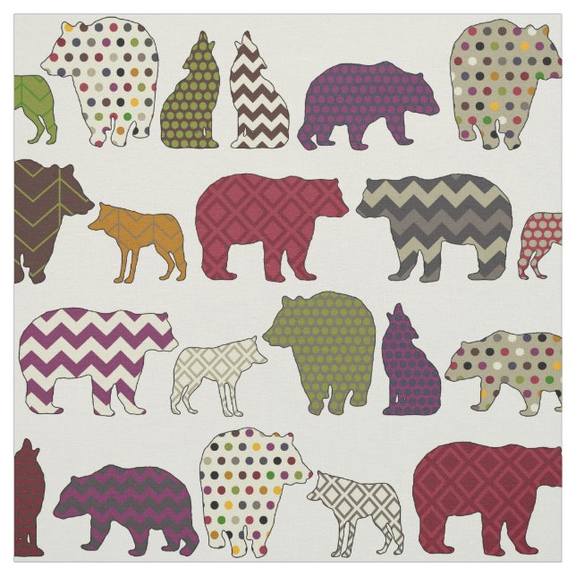 bear wolf geo party fabric (Swatch)
