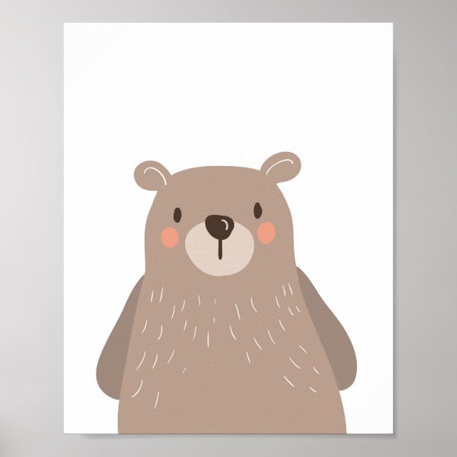 Bear Woodland Animal Nursery Wall Art Print (Front)