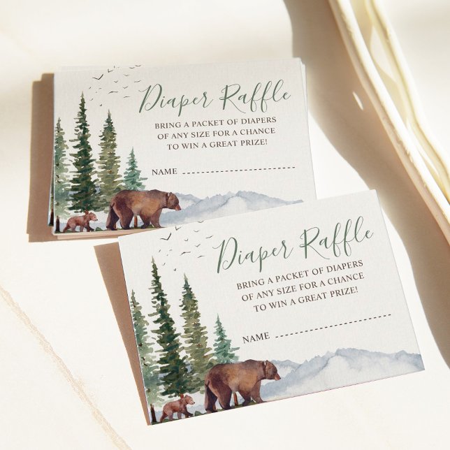 Bear Woodland Baby Shower Diaper Raffle Enclosure Card (Creator Uploaded)