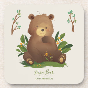 Bear • Woodland Forest Animal Rustic Illustration Coaster