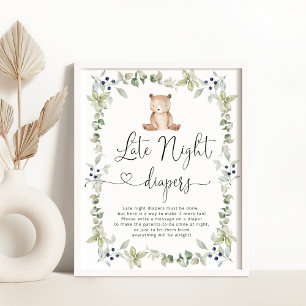 Bear woodland Late night diapers Poster