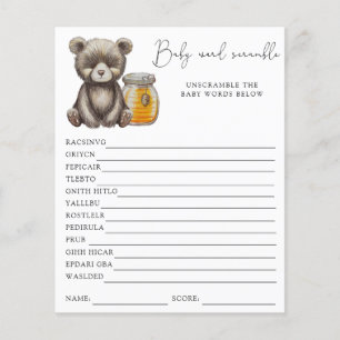 Bear Word Scramble Baby Shower Game