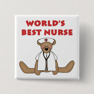 Bear World's Best Nurse T-shirts and Gifts 15 Cm Square Badge