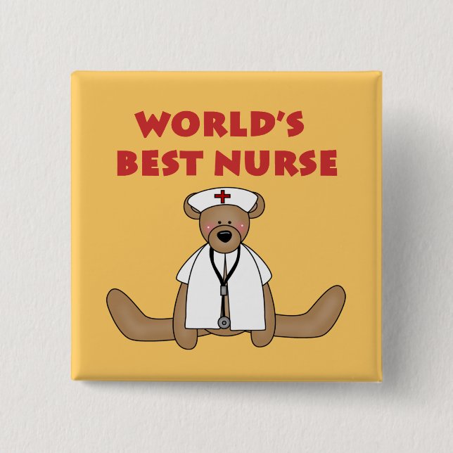 Bear World's Best Nurse T-shirts and Gifts 15 Cm Square Badge (Front)