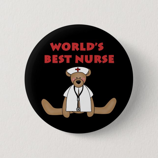 Bear World's Best Nurse T-shirts and Gifts 6 Cm Round Badge (Front)
