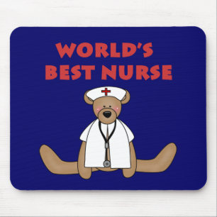 Bear World's Best Nurse T-shirts and Gifts Mouse Mat