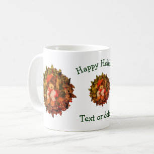 Bear Wreath Personalised Christmas Holiday  Coffee Mug