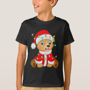 Bear Xmas Lighting Santa Costume Bear Christmas T-Shirt