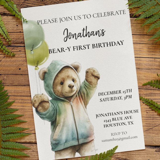 Bear-y 1st First Birthday Adorable Bear  (Creator Uploaded)