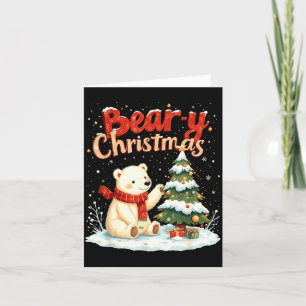 Bear-y Christmas Cute Lar Bear Holiday Pun Gift Card