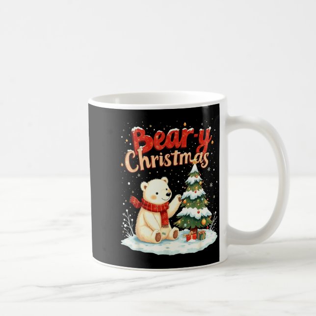 Bear-y Christmas Cute Lar Bear Holiday Pun Gift  Coffee Mug (Right)